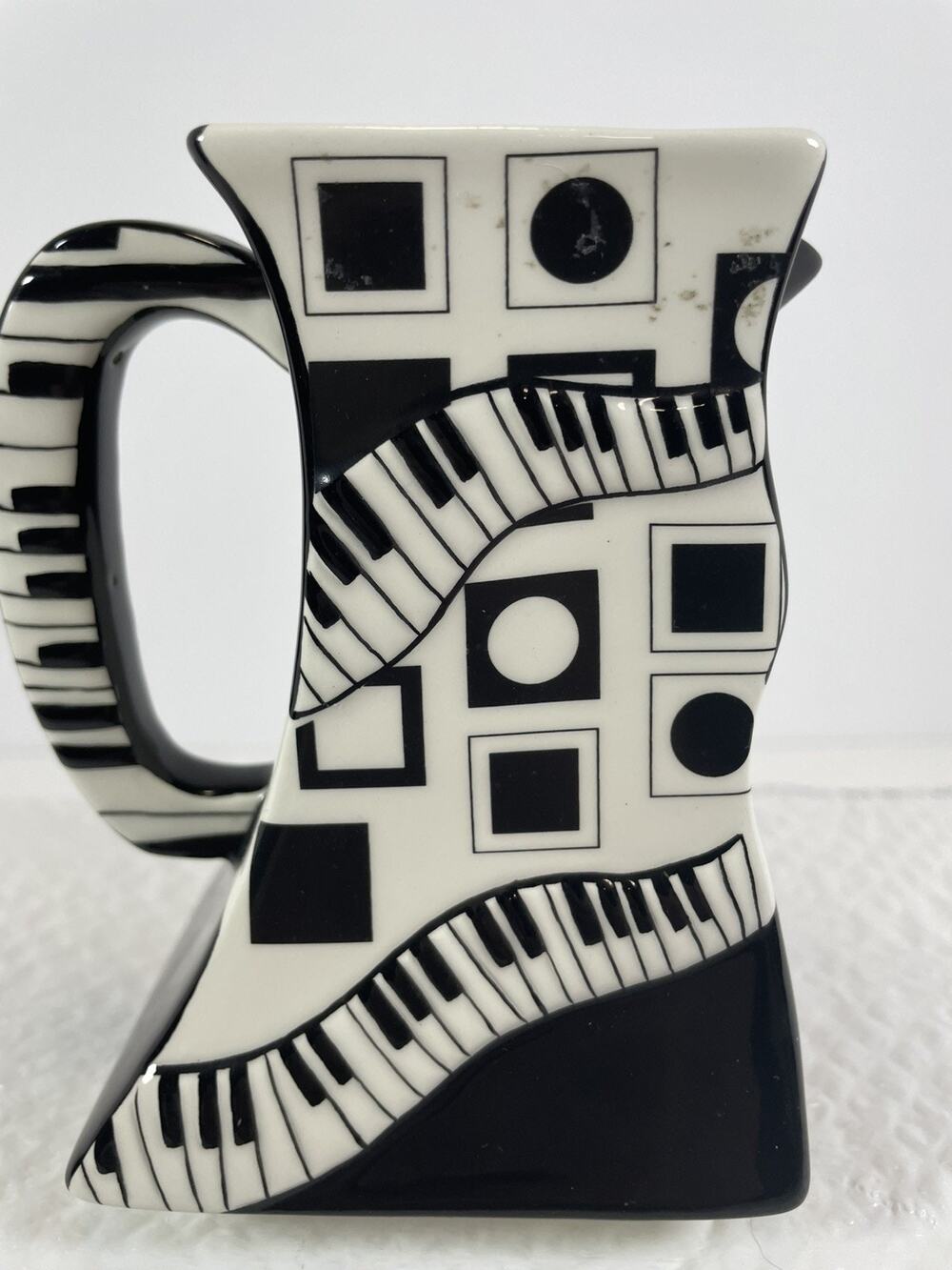 Juleez Piano Creamer Black And White Musical Decor Hand-painted 4” tall